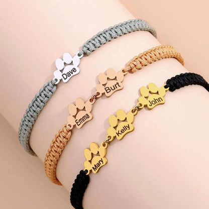 Custom Paw Print Name Bracelet