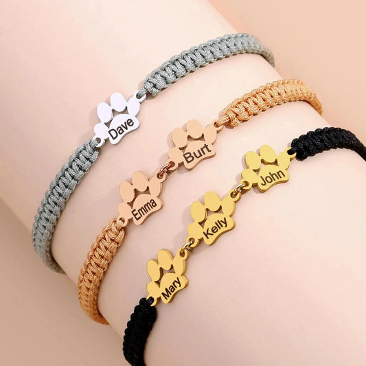 Custom Paw Print Name Bracelet