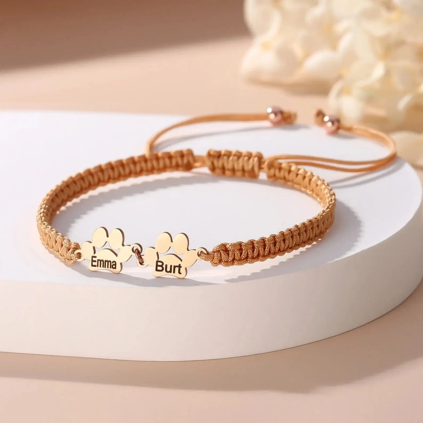 Custom Paw Print Name Bracelet
