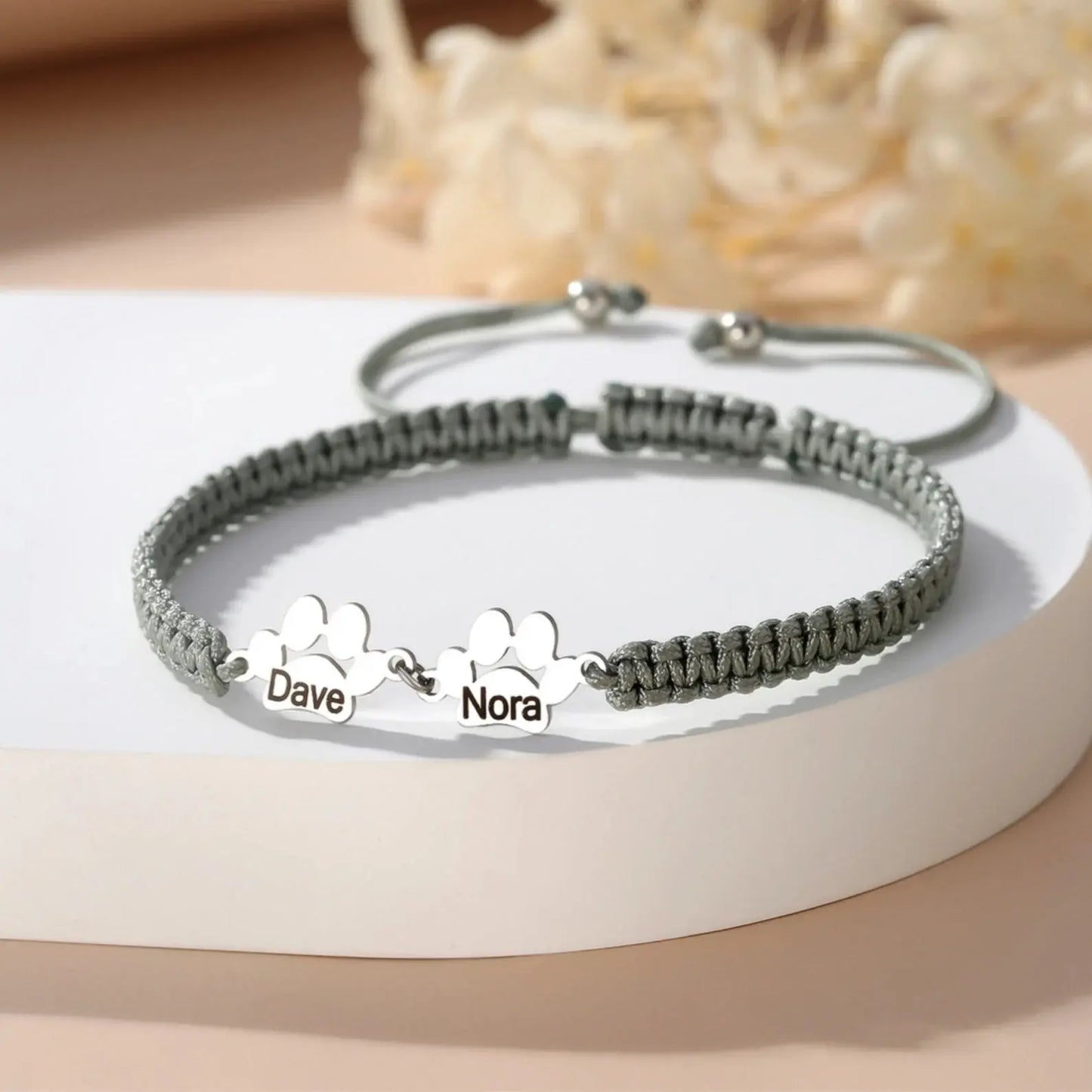 Custom Paw Print Name Bracelet