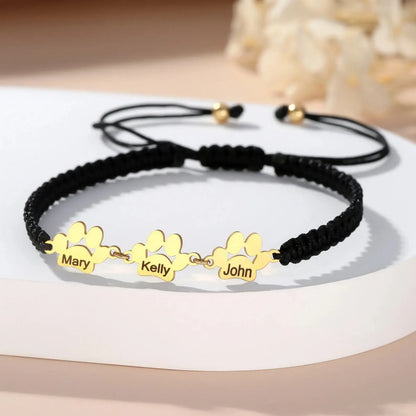Custom Paw Print Name Bracelet