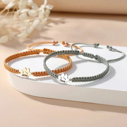 Custom Paw Print Name Bracelet
