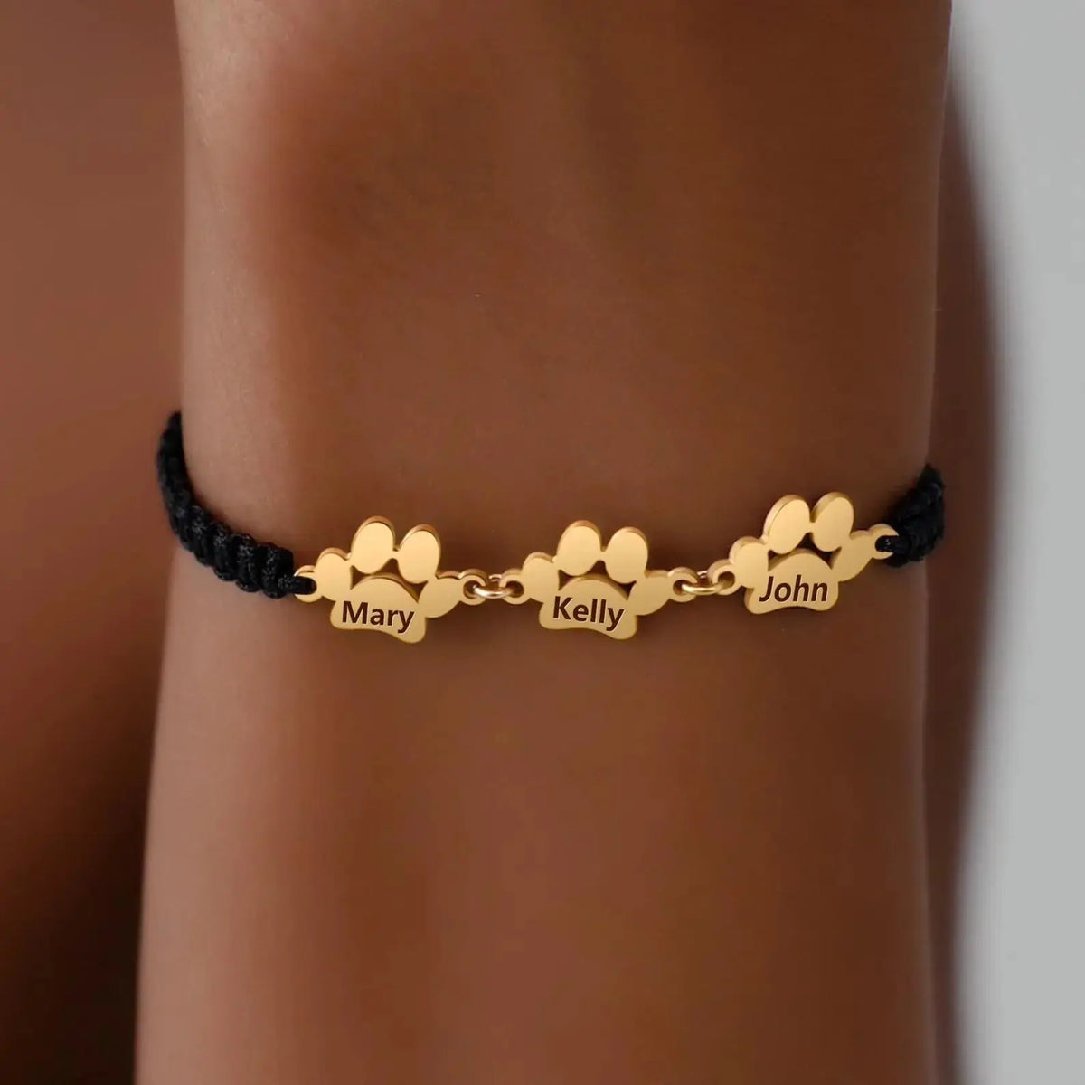 Custom Paw Print Name Bracelet