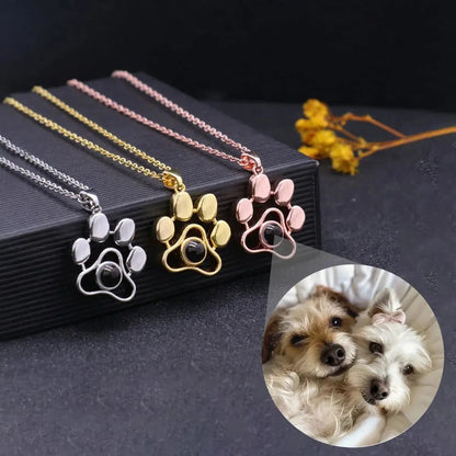 Custom Photo Projection Paw Necklace