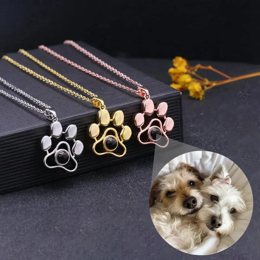 Custom Photo Projection Paw Necklace