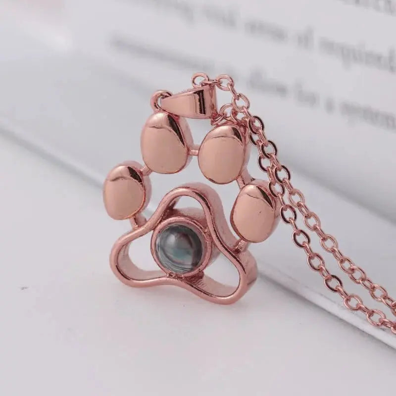 Custom Photo Projection Paw Necklace