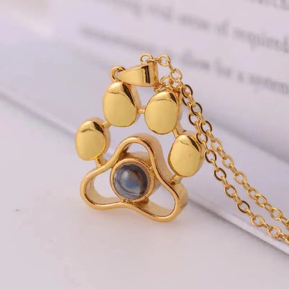 Custom Photo Projection Paw Necklace