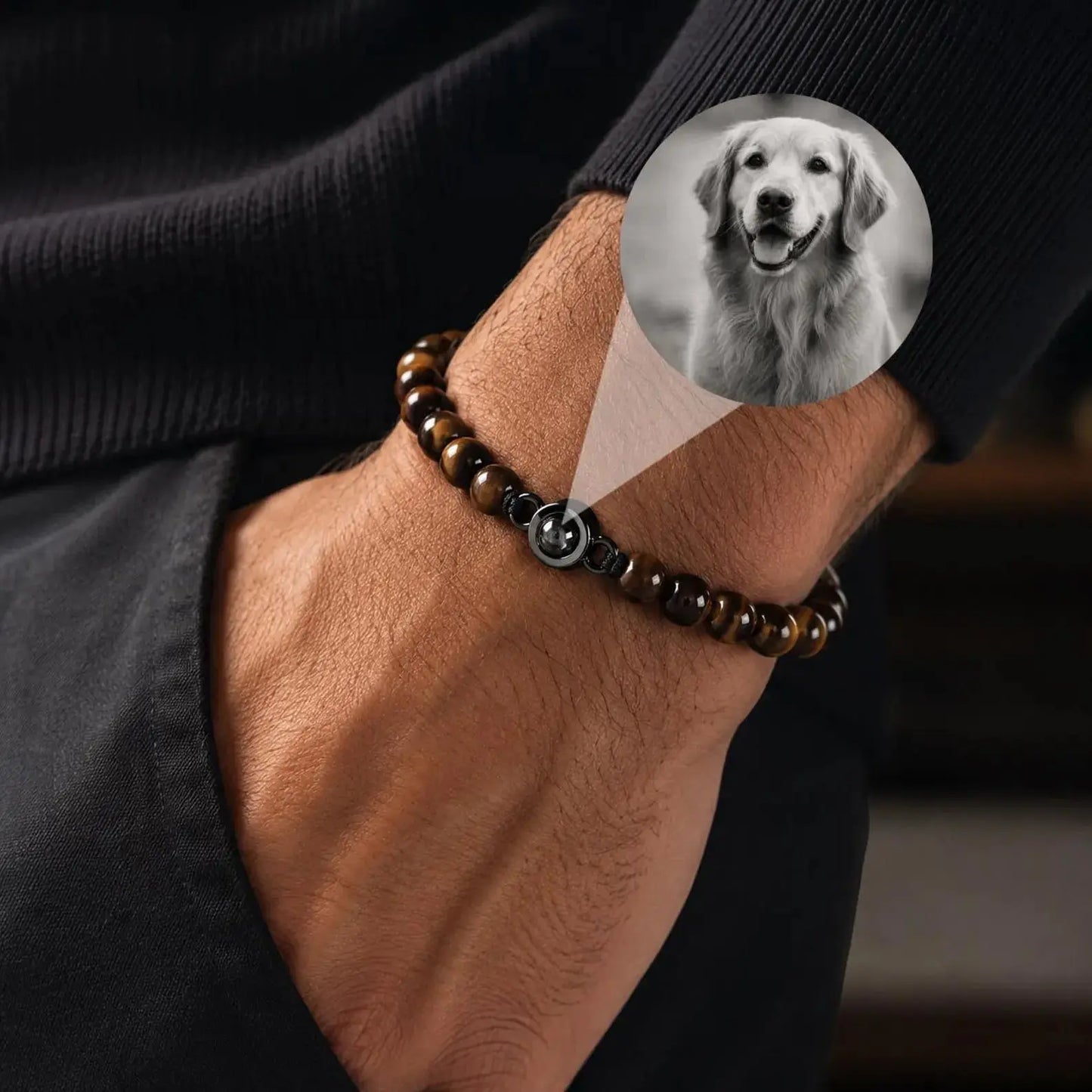 Custom Tiger Eye Photo Projection Bracelet