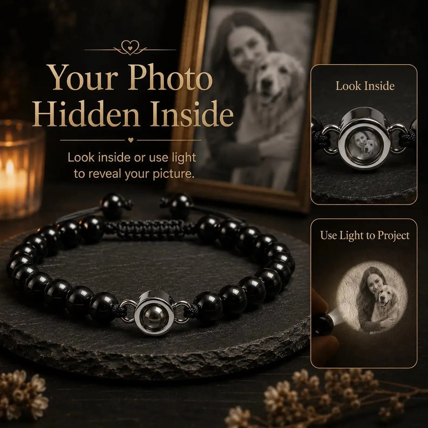 Custom Tiger Eye Photo Projection Bracelet