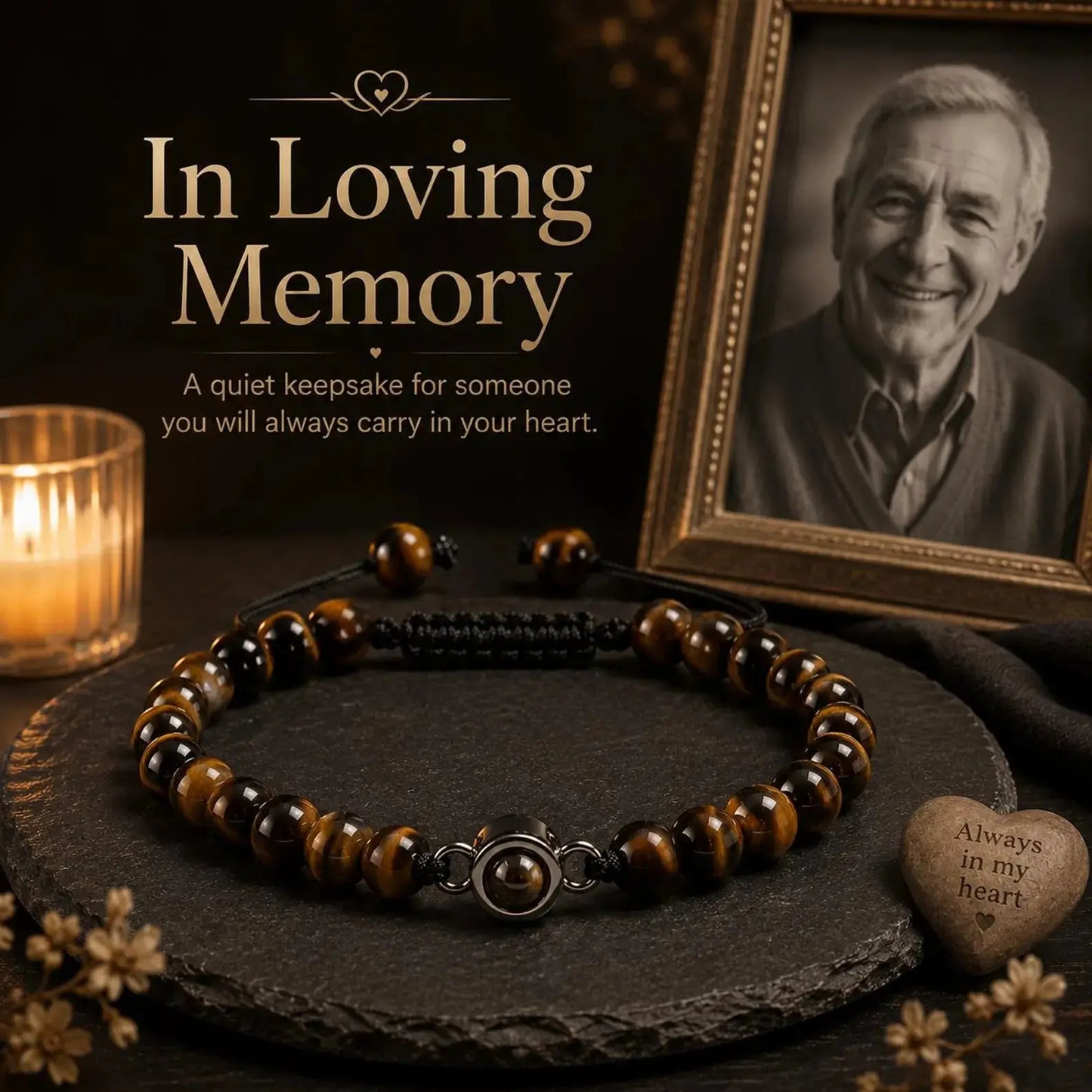 Custom Tiger Eye Photo Projection Bracelet