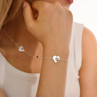 Custom Paw & Heart Name Bracelet