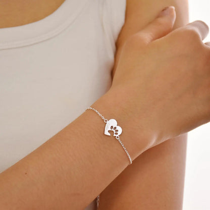 Custom Paw & Heart Name Bracelet