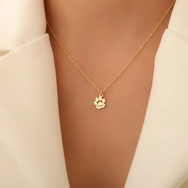 Custom Paw Name Necklace