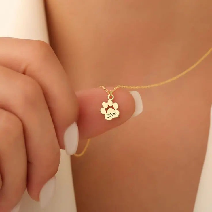 Custom Paw Name Necklace