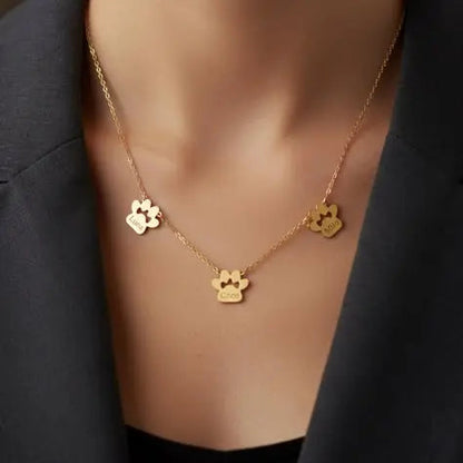 Custom Paw Name Necklace – Separate Paws