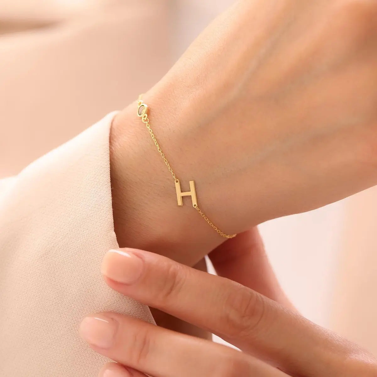 Custom Sideways Initial Bracelet