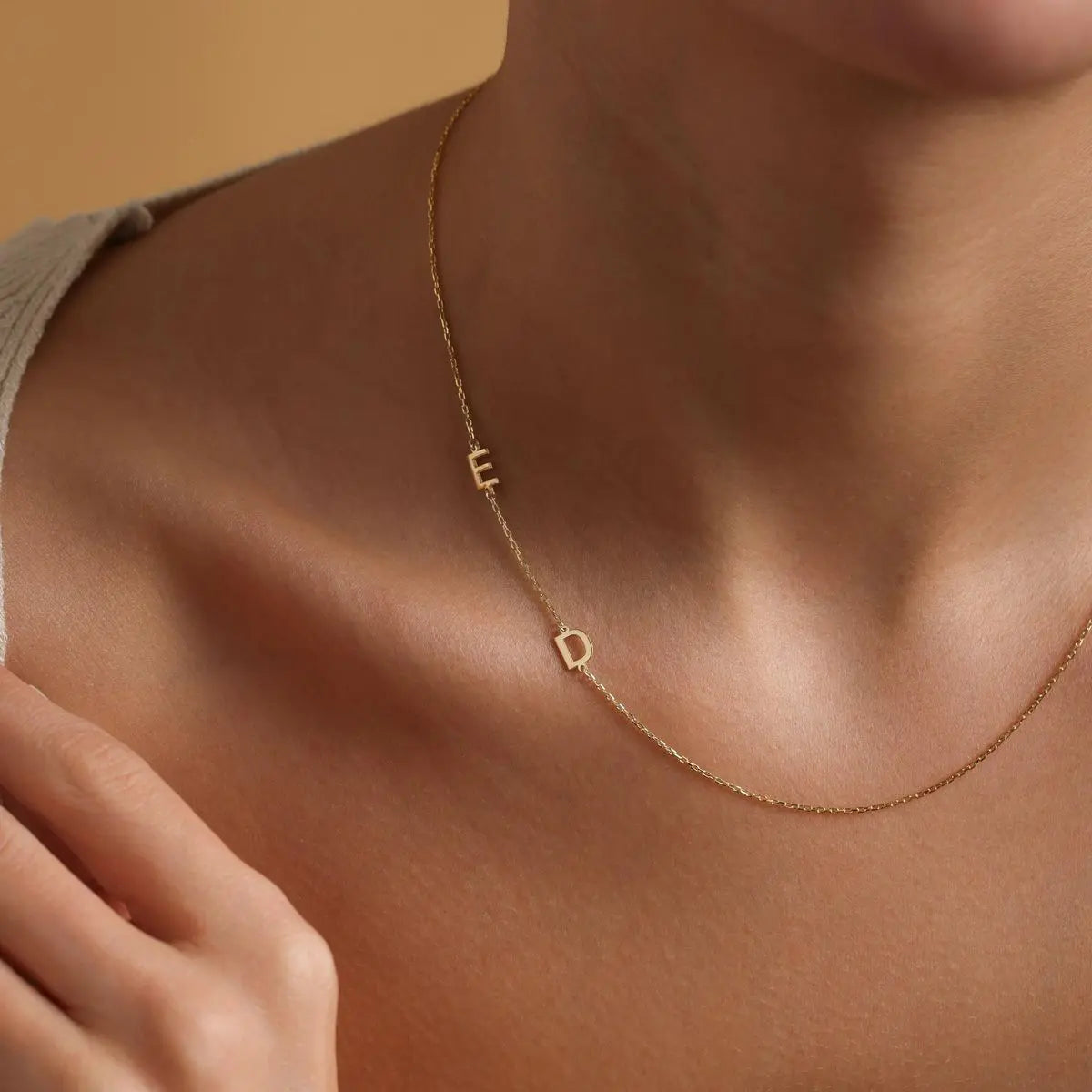 Custom Sideways Initial Necklace