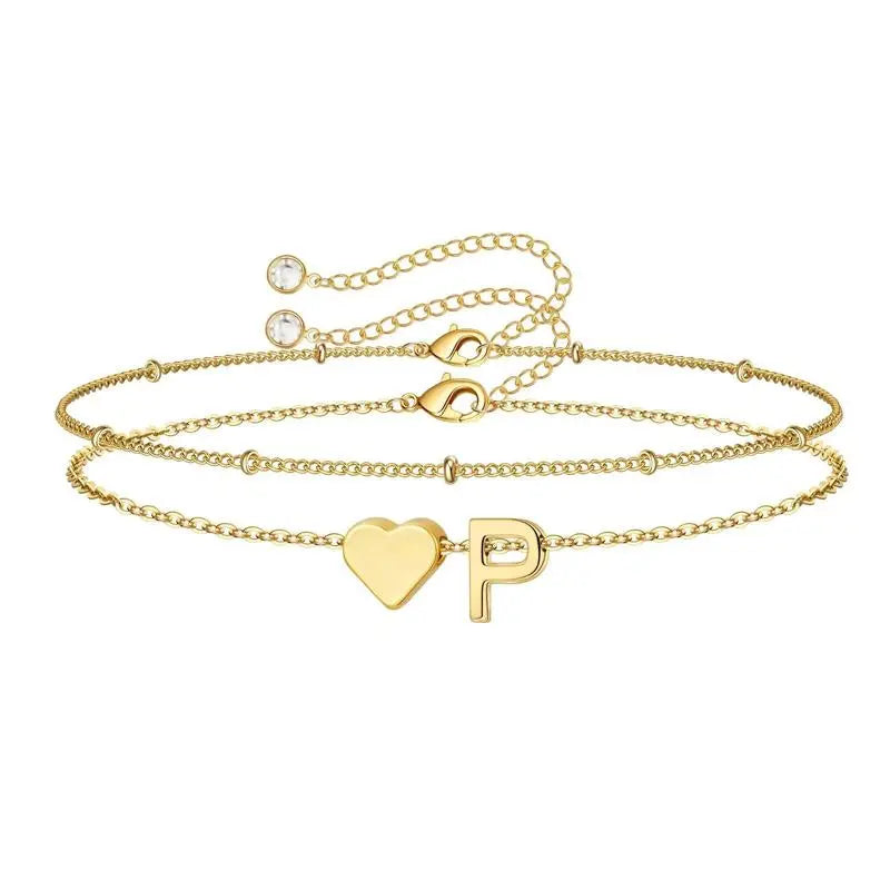 Heart Initial Bracelet