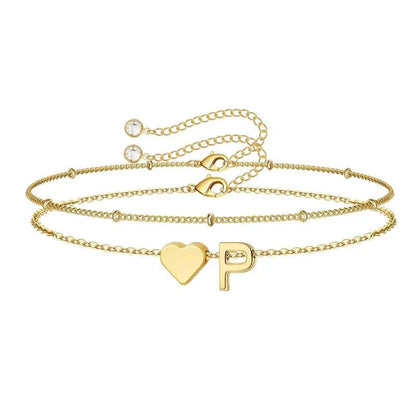 Heart Initial Bracelet
