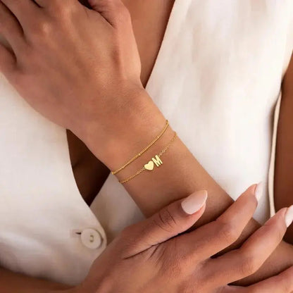 Heart Initial Bracelet