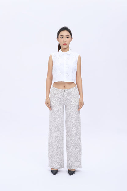 ONESO Mid-Low Rise Baggy Jeans Wide Leg for Women Distressed Pants Stretchy Bottom Lady Basic Comfortable Denim