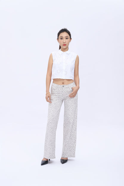 ONESO Mid-Low Rise Baggy Jeans Wide Leg for Women Distressed Pants Stretchy Bottom Lady Basic Comfortable Denim