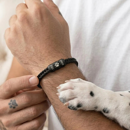 Men's Personalized Paw Print Bracelet — Custom Pet Names
