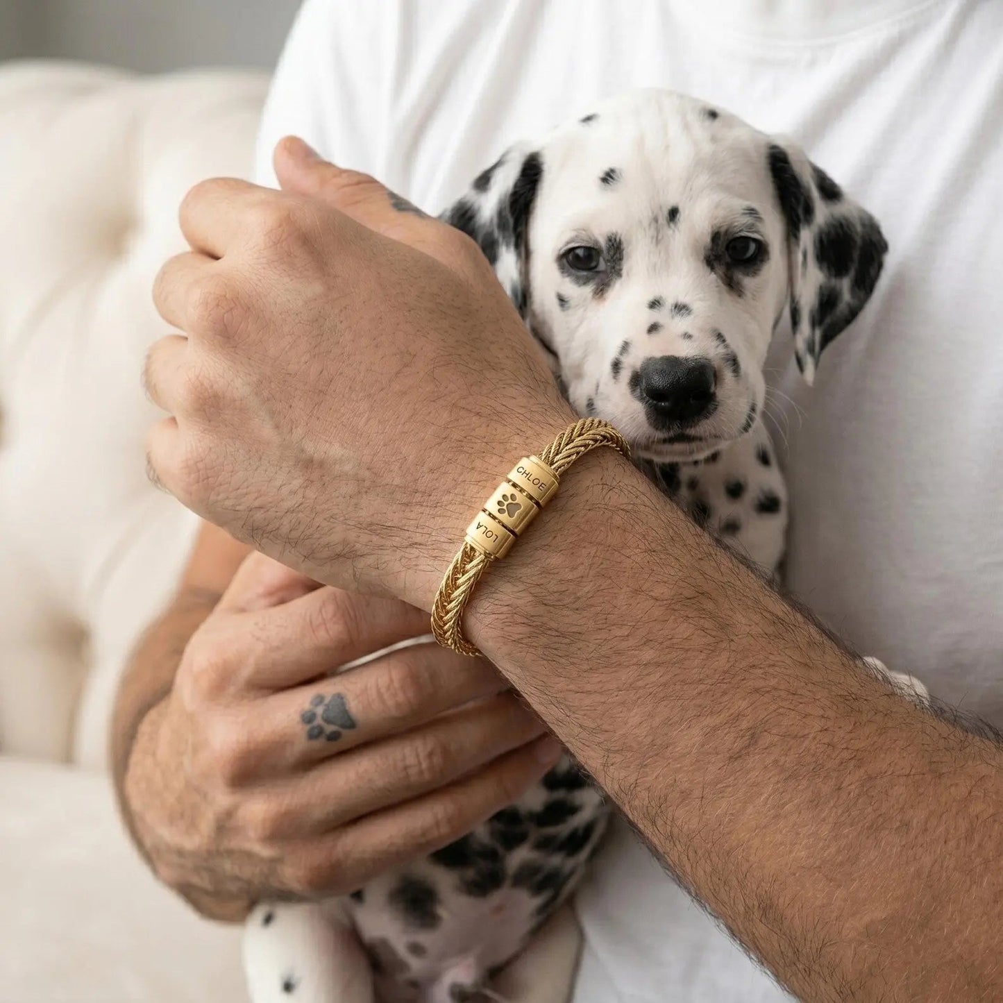 Men's Personalized Paw Print Bracelet — Custom Pet Names