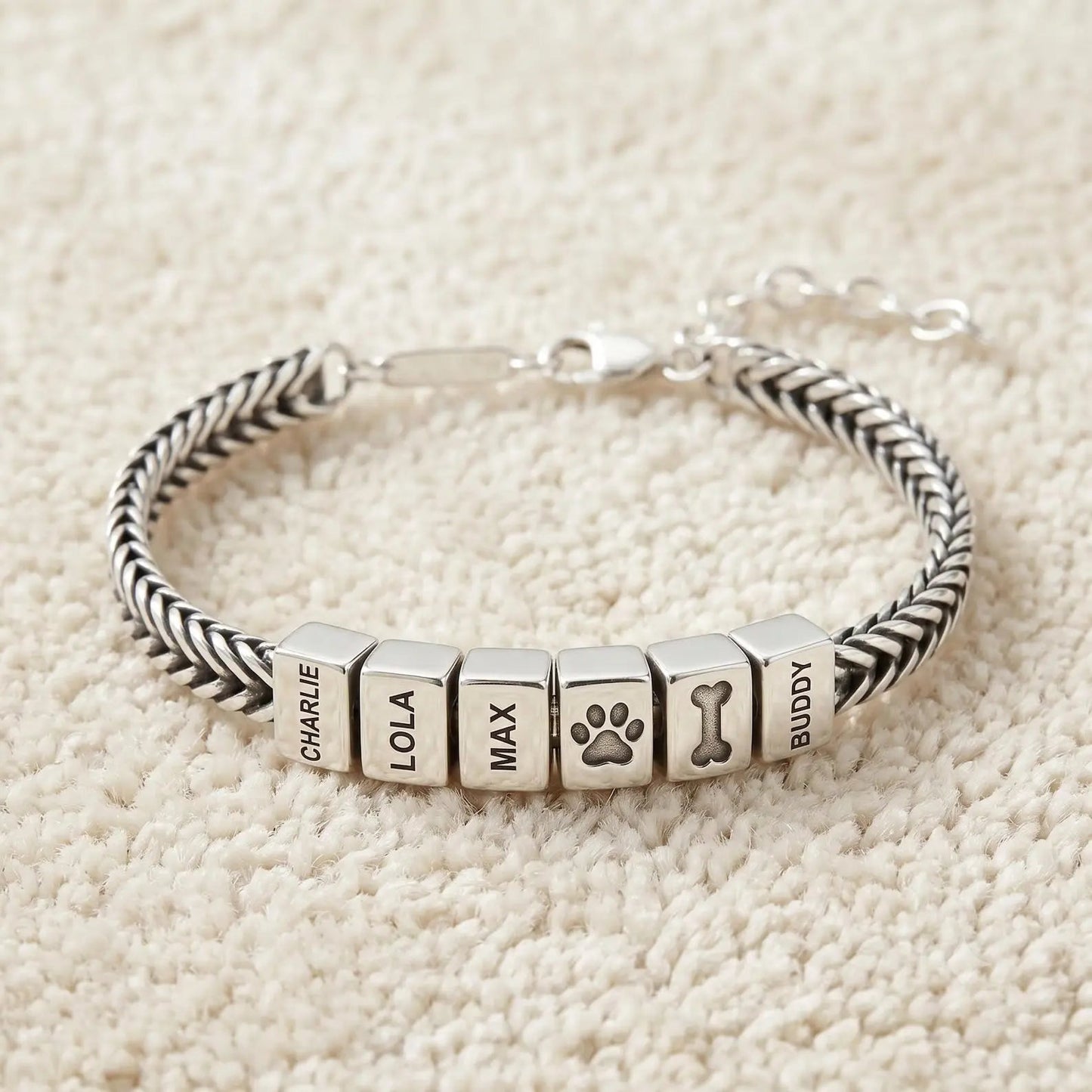 Men's Personalized Paw Print Bracelet — Custom Pet Names