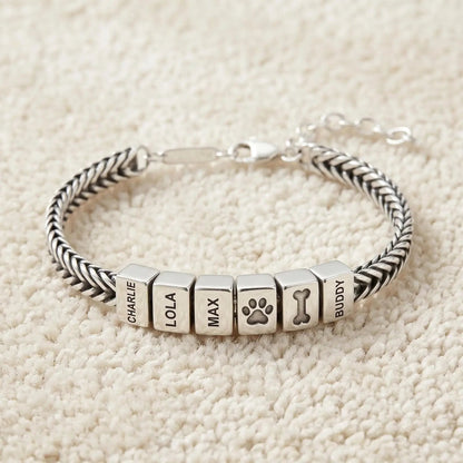 Men's Personalized Paw Print Bracelet — Custom Pet Names