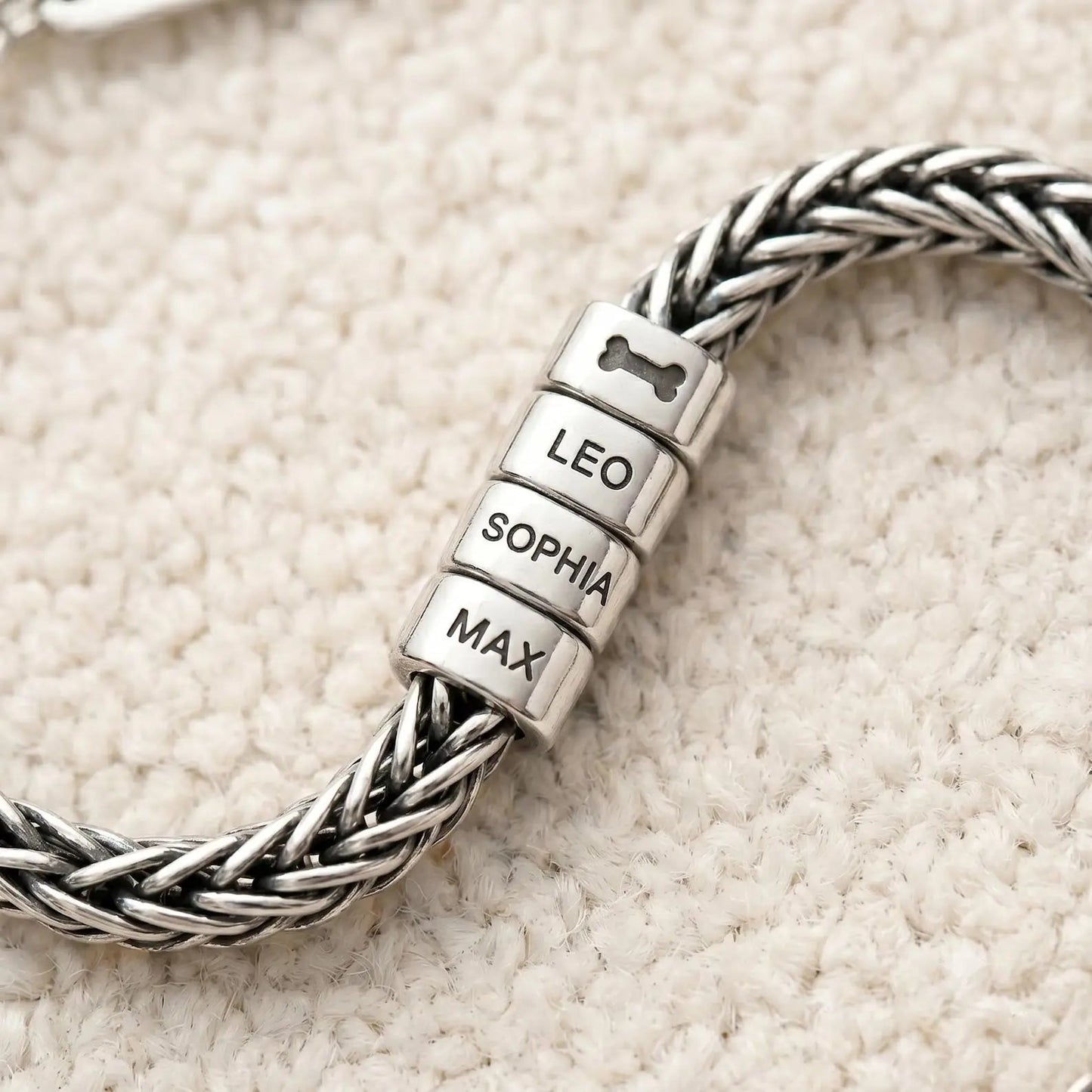Men's Personalized Paw Print Bracelet — Custom Pet Names