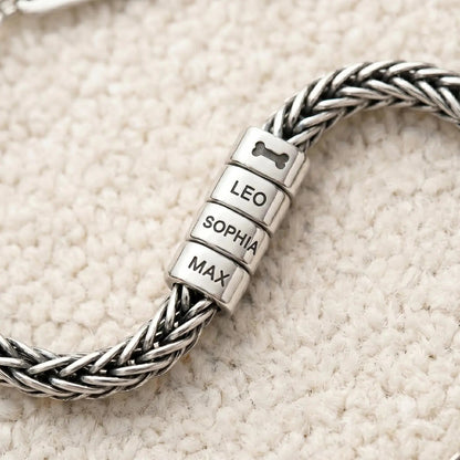 Men's Personalized Paw Print Bracelet — Custom Pet Names