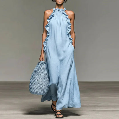 Aurelia | Halter Ruffle Bohemian Maxi Dress