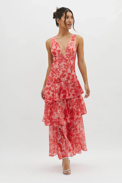 Freya | Elegant floral midi dress
