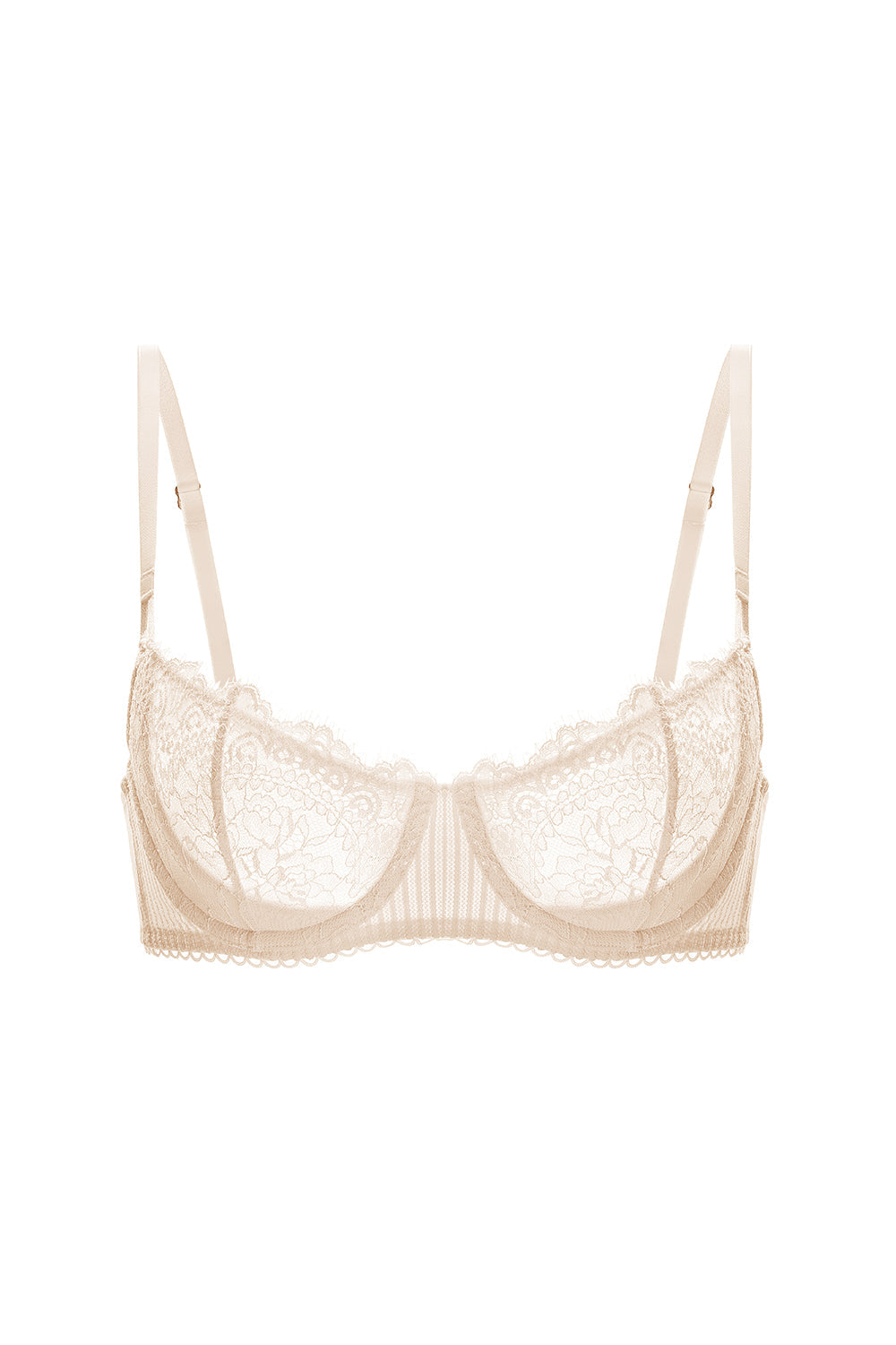 Lace push-up balconette bra - Beige
