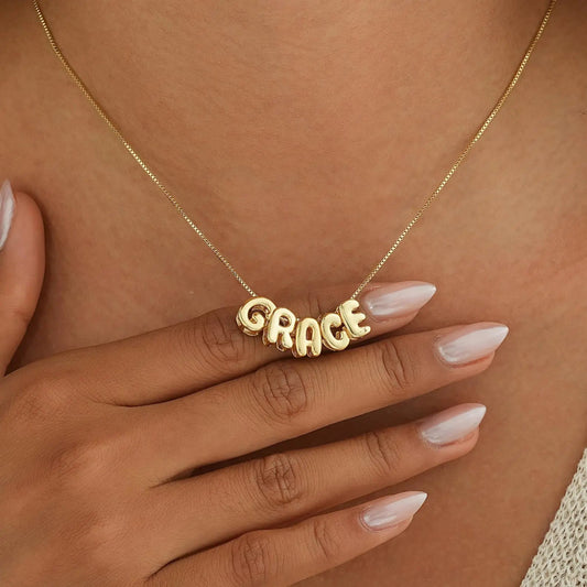 Tiny Balloon Letter Name Necklace