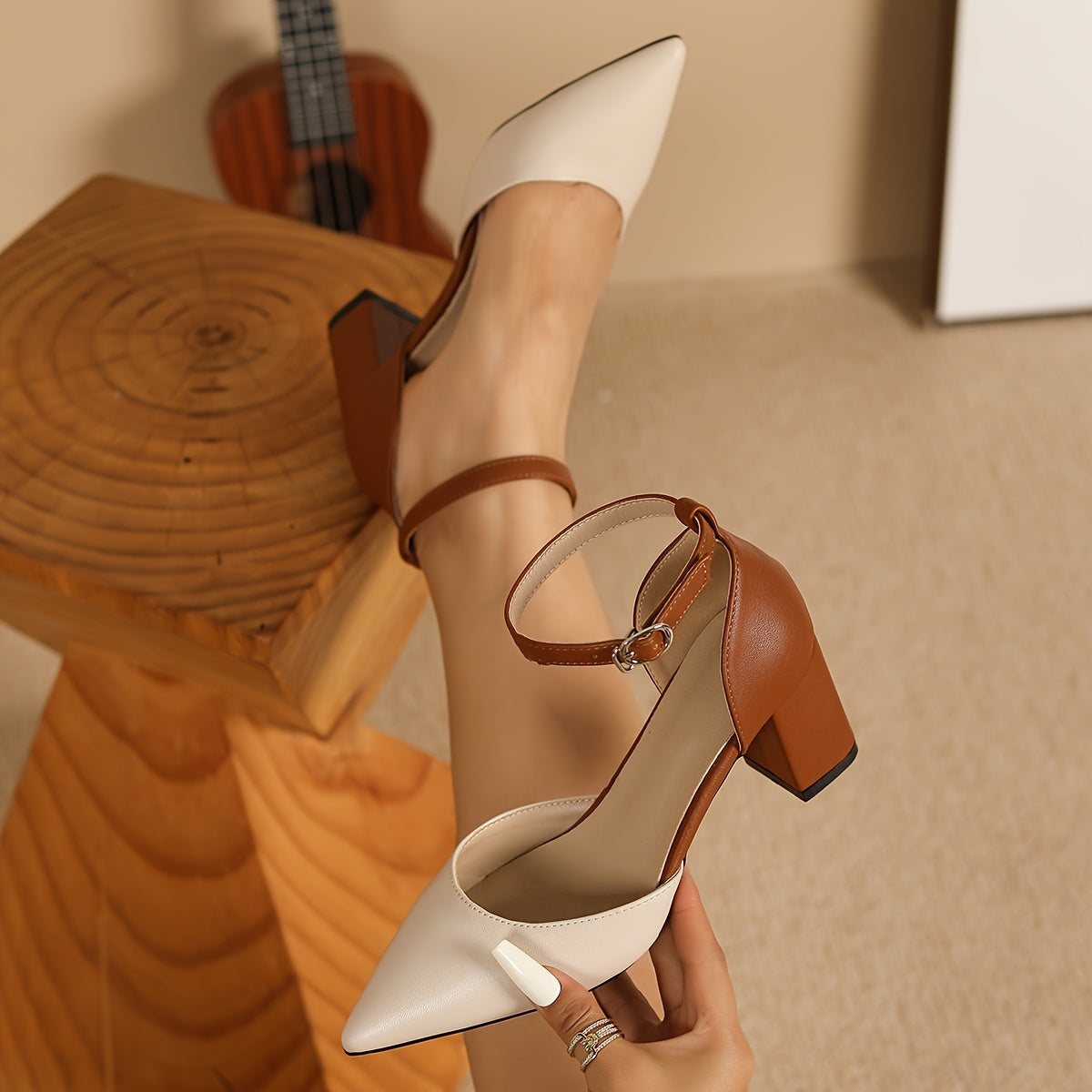Marielle | Two-Tone Strap Heels
