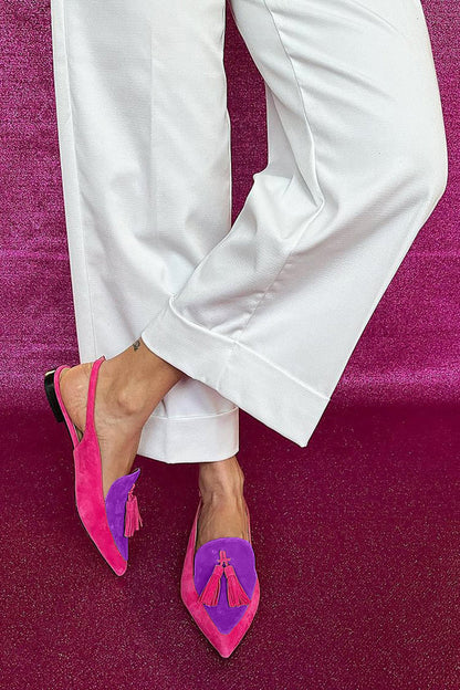 Jasmine | Ballet flats with fringe and ankle strap