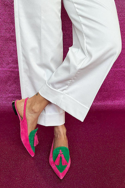 Jasmine | Ballet flats with fringe and ankle strap