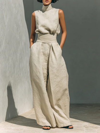 Georgiana | Sleeveless Blouse & Wide-Leg Pants Set