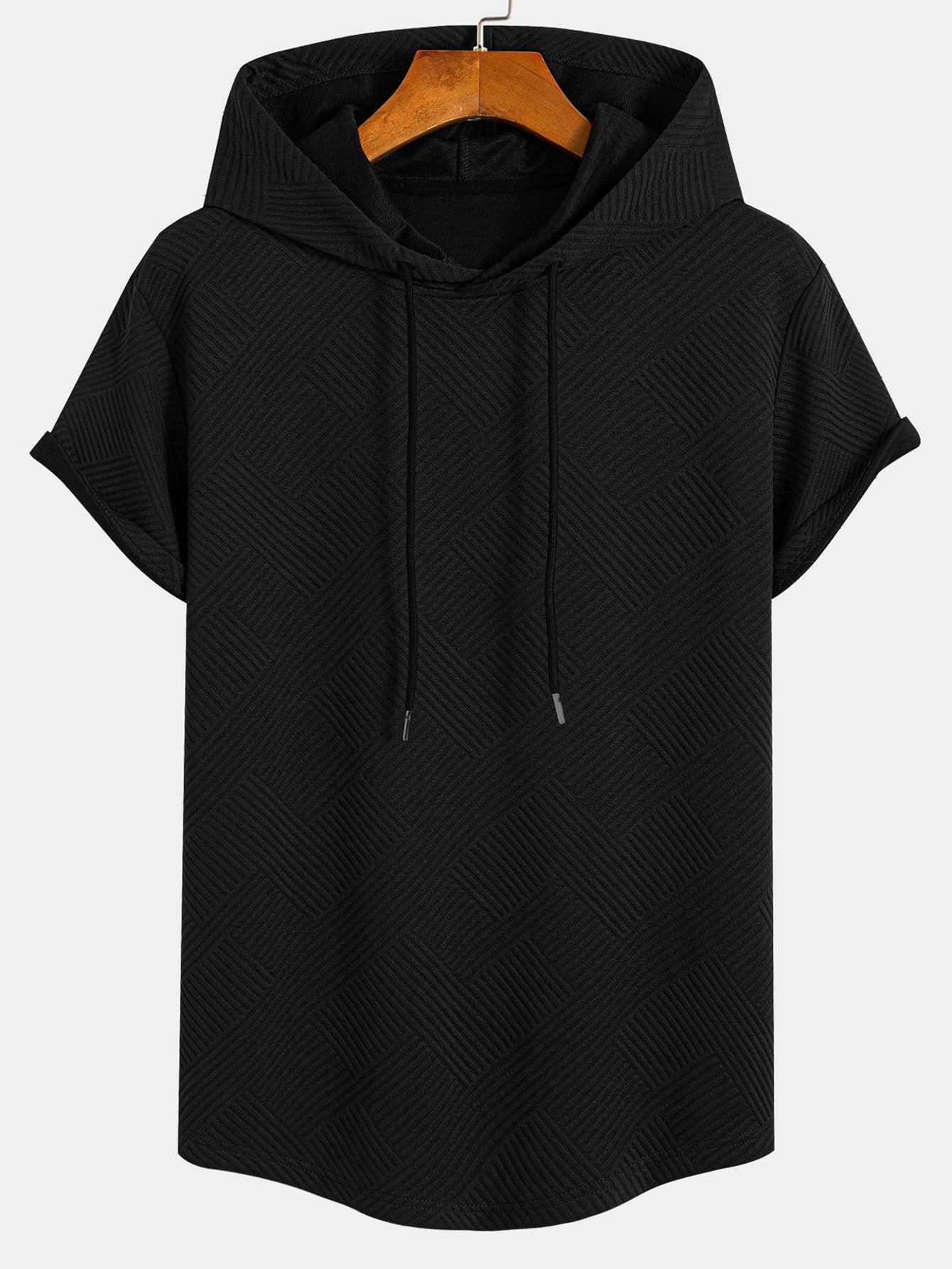 Striped Jacquard T-Shirt & Shorts Set with Hood