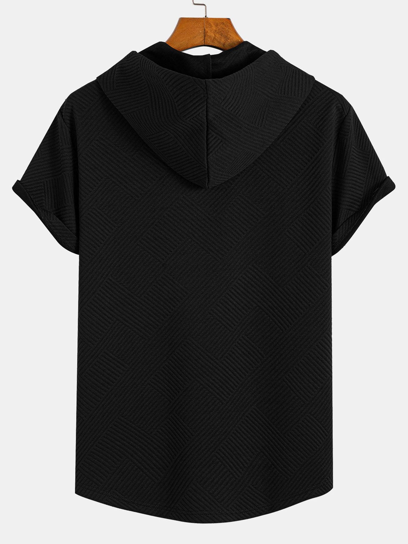 Striped Jacquard T-Shirt & Shorts Set with Hood