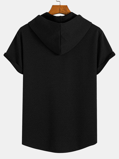 Striped Jacquard T-Shirt & Shorts Set with Hood