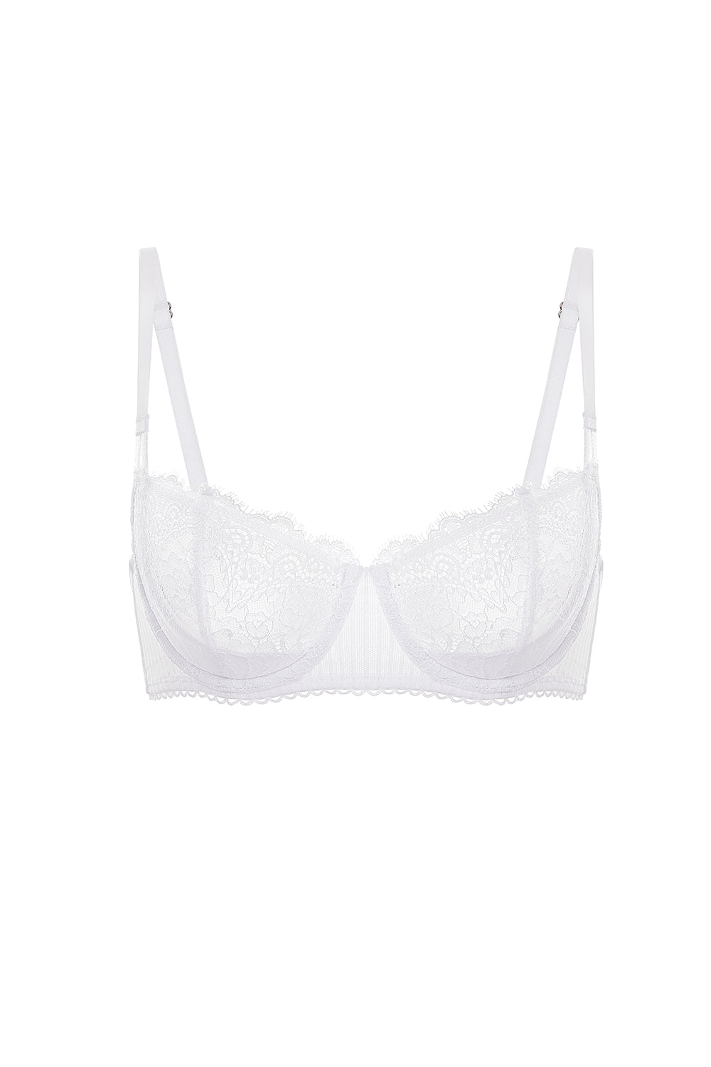 Lace push-up balconette bra - White