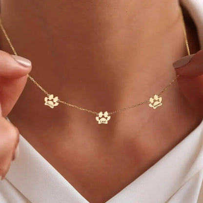 Custom Paw Name Necklace – Separate Paws